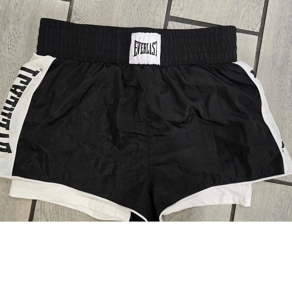 Everlast x Forever 21 Boxing Shorts Black White Athletic Training Large